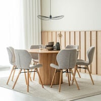 Korpi-Keto 6-hengen pyöreä ruokailuryhmä tammi/beige Monza 60