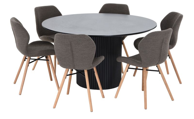 Korpi-Keto 6-hengen pyöreä ruokailuryhmä musta/taupe Monza 40