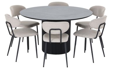 Korpi-Daniel 6-hengen pyöreä ruokailuryhmä musta/beige Basel 24