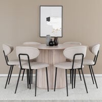 Korpi-Daniel 6-hengen pyöreä ruokailuryhmä valkotammi/beige Basel 24