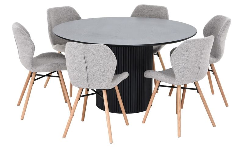 Korpi-Keto 6-hengen pyöreä ruokailuryhmä musta/beige Monza 60