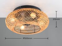 Trio Lillesand tuuletin kattovalaisin Ø50 cm luonnonväri/musta