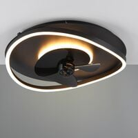 Trio Sortland tuuletin led-kattovalaisin Ø50 cm mattamusta