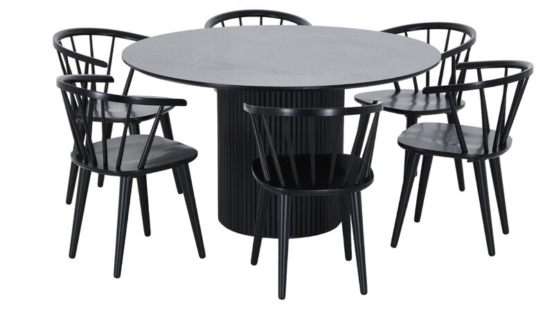 Korpi-Carmen 6-hengen pyöreä ruokailuryhmä musta