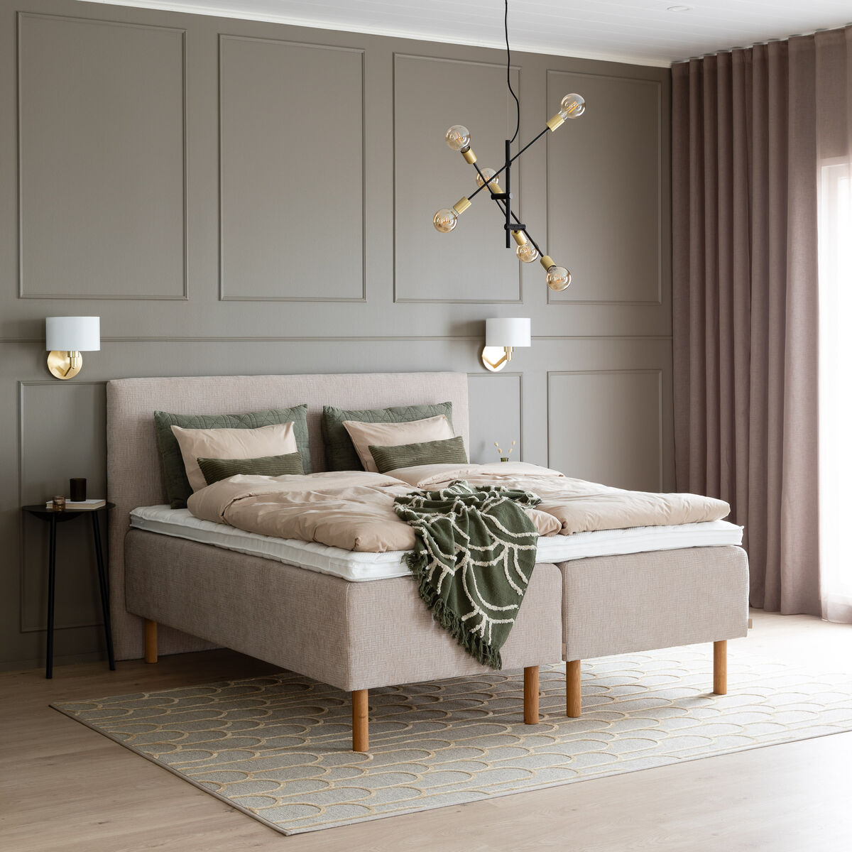 Unia Luxus runkopatjasänky 180x200 memory M/L, Supersoft, hiekka Omega 08, tam