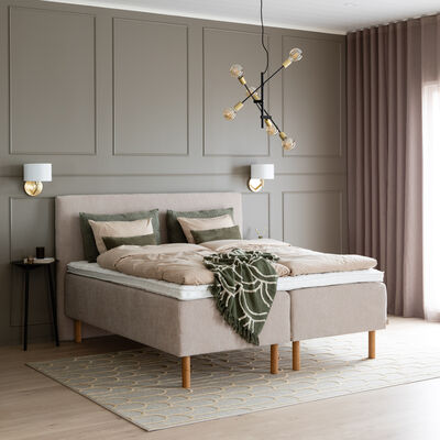 Unia Luxus runkopatjasänky 180x200 memory M , Supersoft, hiekka Omega 08, tamm