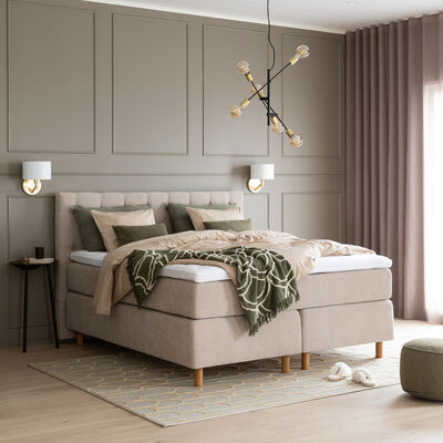 Unia Luxus jenkkisänkypaketti 160x200 pocket M/L, Relax, hiekka Omega 08, tammij