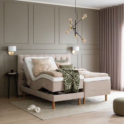 Unia Luxus moottorisänky 180x200 pocket L , Memory soft , hiekka Omega 08