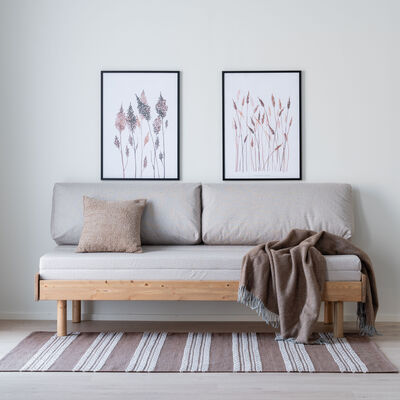 Lyydia vuodesohva suorilla jaloilla musta, ruskea Freya 9611 patjasarja