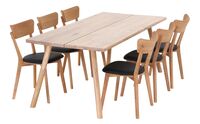 Veini-Koto 6-hengen ruokailuryhmä lakattu tammi, tammi/musta PU