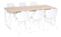 Manner-Iro 6-hengen ruokailuryhmä lakattu tammi/valkoinen