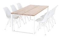 Manner-Iro 6-hengen ruokailuryhmä lakattu tammi/valkoinen