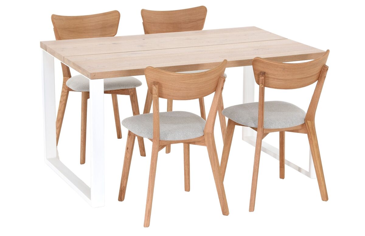 Manner-Koto 4-hengen ruokailuryhmä lakattu tammi/valkoinen, öljytty tammi/hiekka