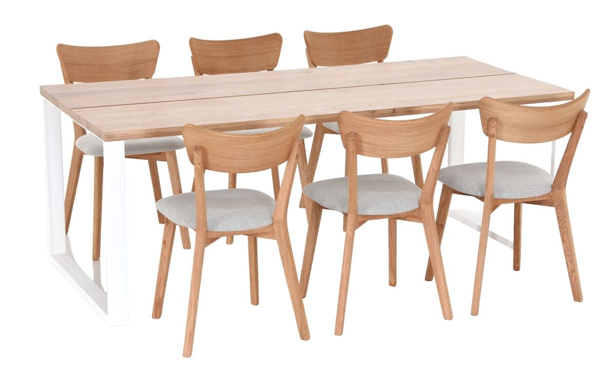 Manner-Koto 6-hengen ruokailuryhmä lakattu tammi/valkoinen, öljytty tammi/hiekka