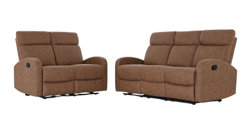 Vivano Kino recliner sohvakalusto 3+2 ruskea tekstiilinahka