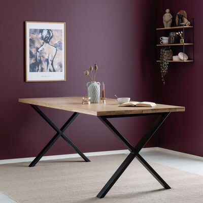 Paljakka tammi lankkupöytä 195x90 cm valkolakattu tammi/musta