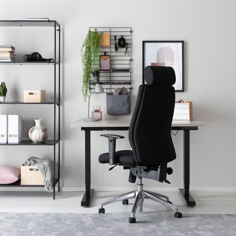 Office sähköpöytä 140x70 cm hopea jalava musta jalka