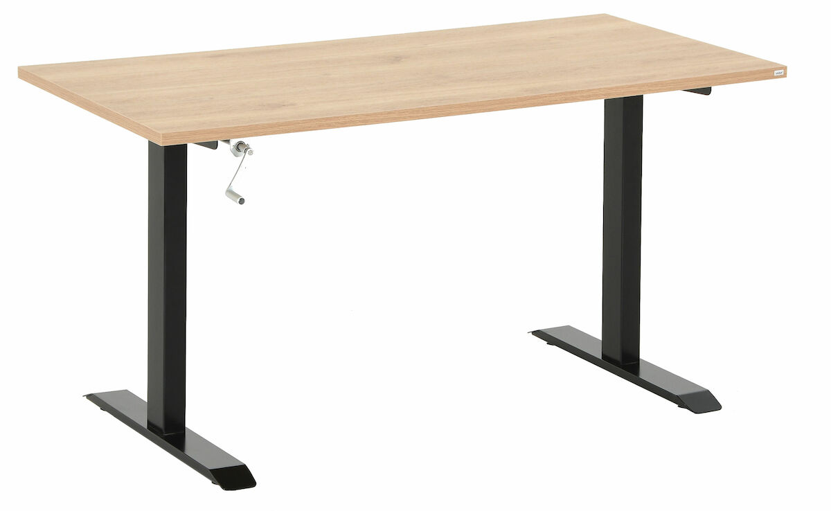 Office veivattava säätöpöytä 120x70 cm tammi musta jalka