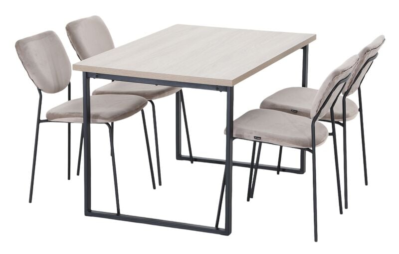 Vivano Cube-Classic 4-hengen ruokailuryhmä tammi/beige