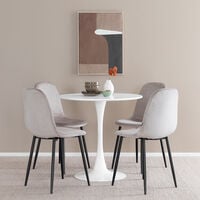 Vivano Pisara-Style 4-hengen pyöreä ruokailuryhmä valkoinen/beige