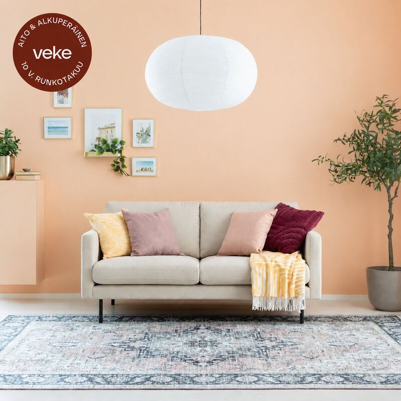 Scandic Copenhagen 2-istuttava sohva hiekka Soro 21, mustat jalat