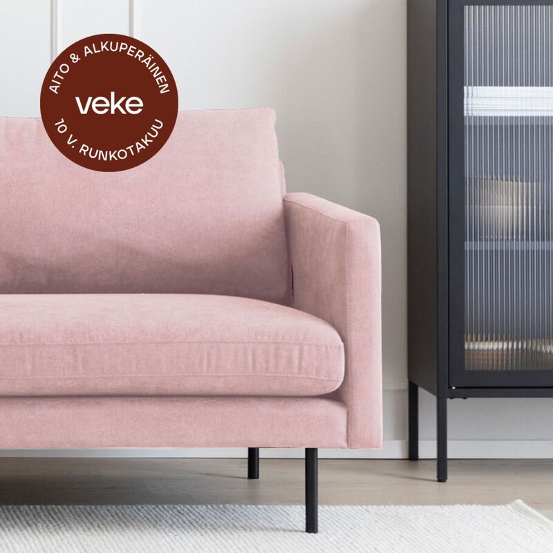 Scandic Copenhagen 2-istuttava sohva roosa Soro 61, mustat jalat