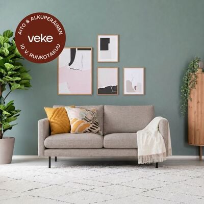 Scandic Copenhagen 2-istuttava sohva roosa Soro 61, mustat jalat
