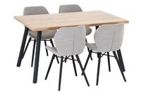 Veini-Keto 4-hengen ruokailuryhmä lakattu tammi/musta/beige Monza