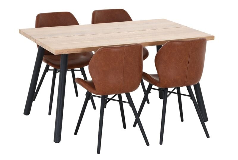 Veini-Keto 4-hengen ruokailuryhmä lakattu tammi/musta/konjakki