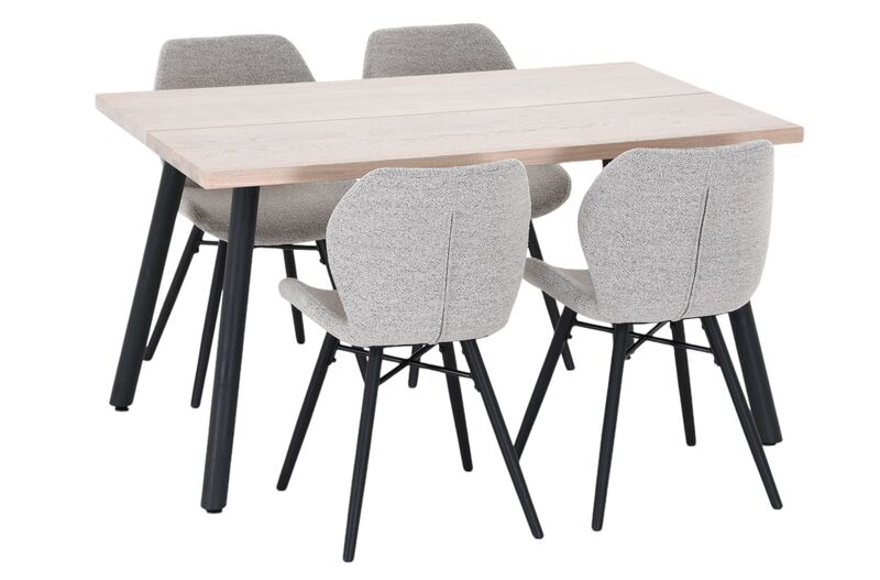 Veini-Keto 4-hengen ruokailuryhmä valkolakattu tammi/musta/beige Monza