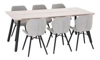 Veini-Keto 6-hengen ruokailuryhmä valkolakattu tammi/musta/beige Monza