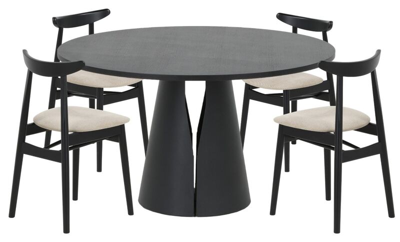 Mooda Cone-Curve 4-hengen pyöreä ruokailuryhmä musta