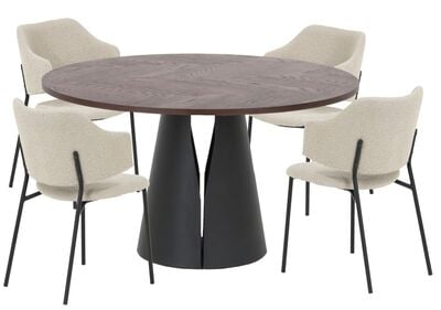 Mooda Cone-Enzo 4-hengen pyöreä ruokailuryhmä musta/beige