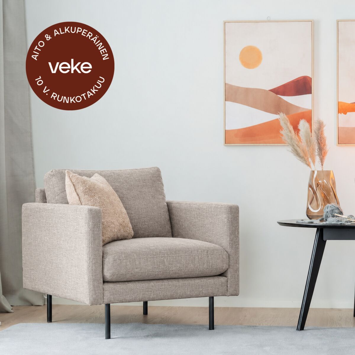 Scandic Copenhagen nojatuoli beige Verdon 416, mustat jalat