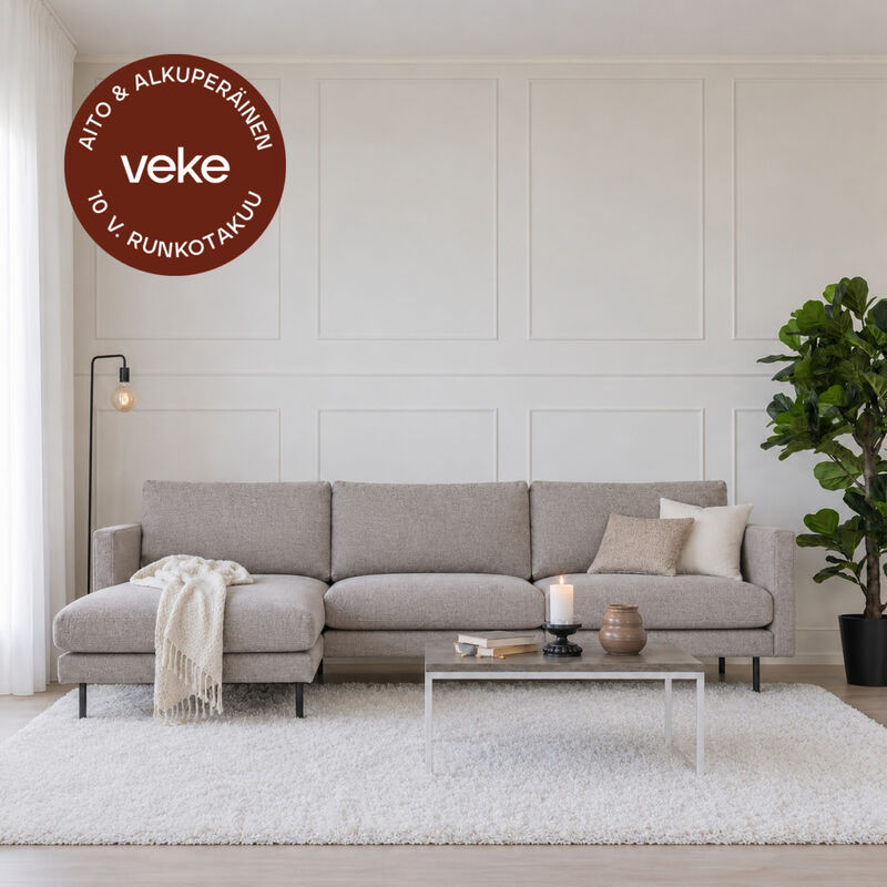 Scandic Copenhagen divaanisohva vasen beige Verdon 416, mustat jalat