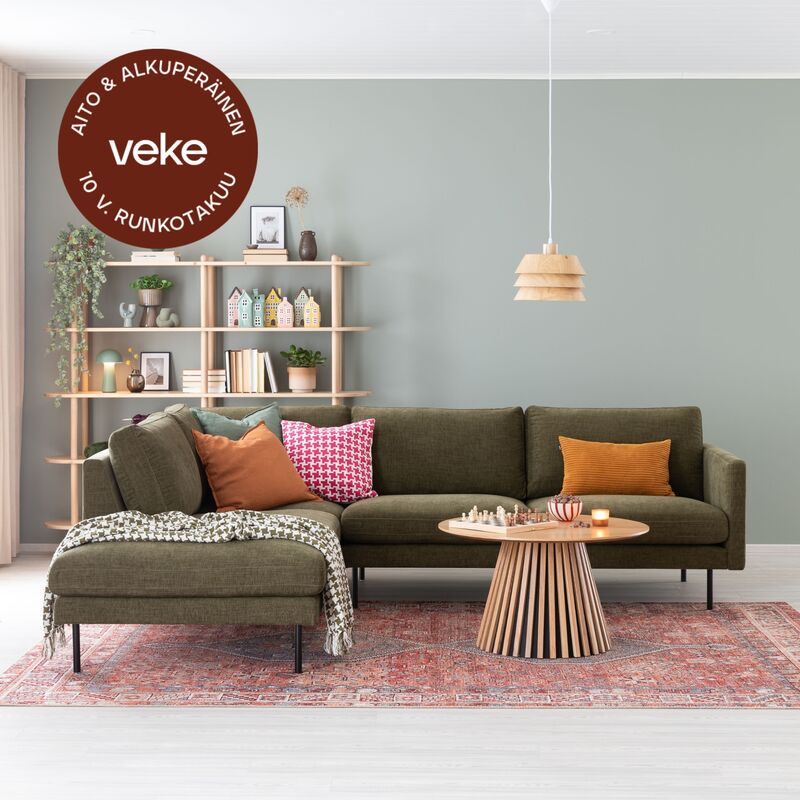 Scandic Copenhagen avokulmasohva vasen vihreä Home 14, mustat jalat