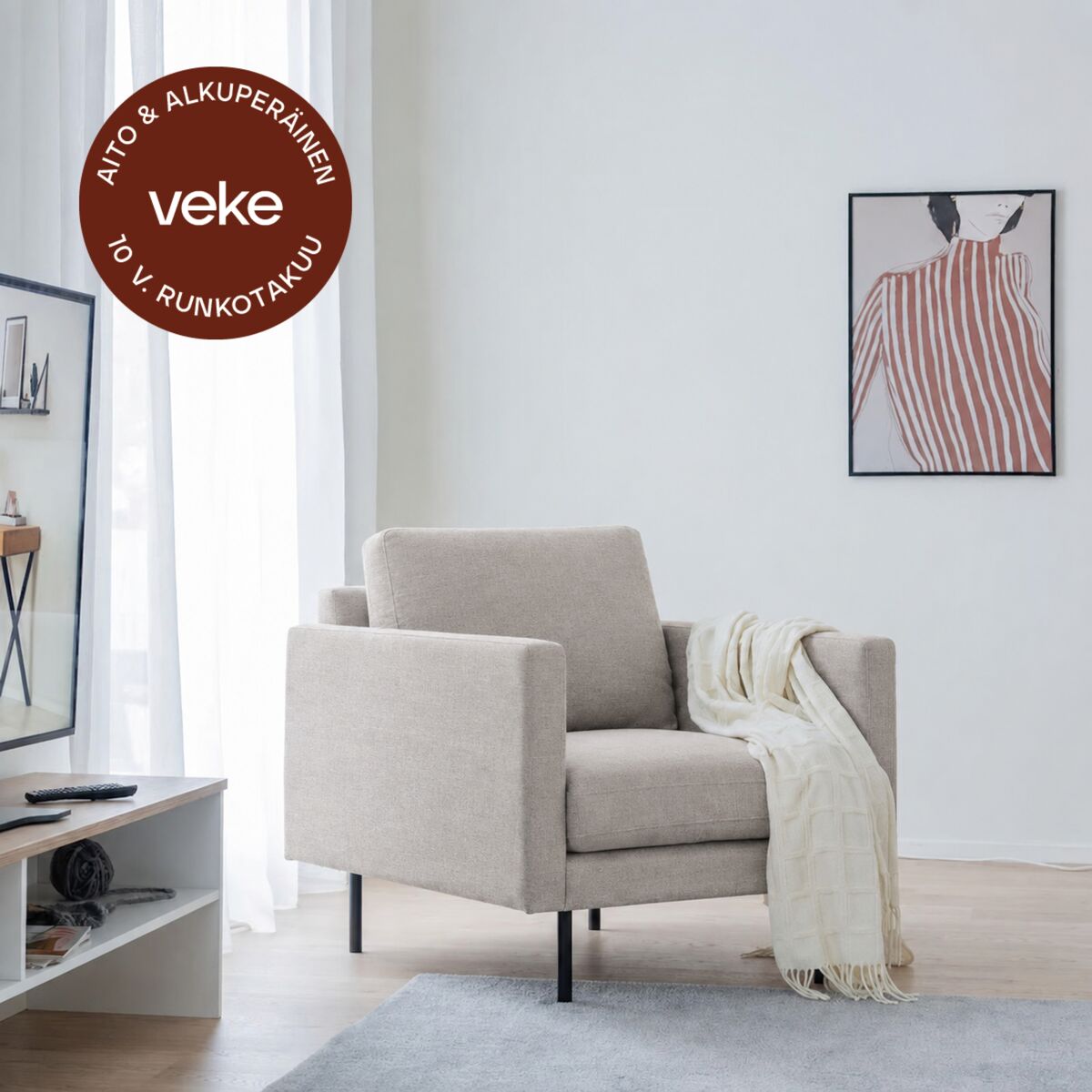 Scandic Copenhagen nojatuoli hiekka Verdon 281, mustat jalat