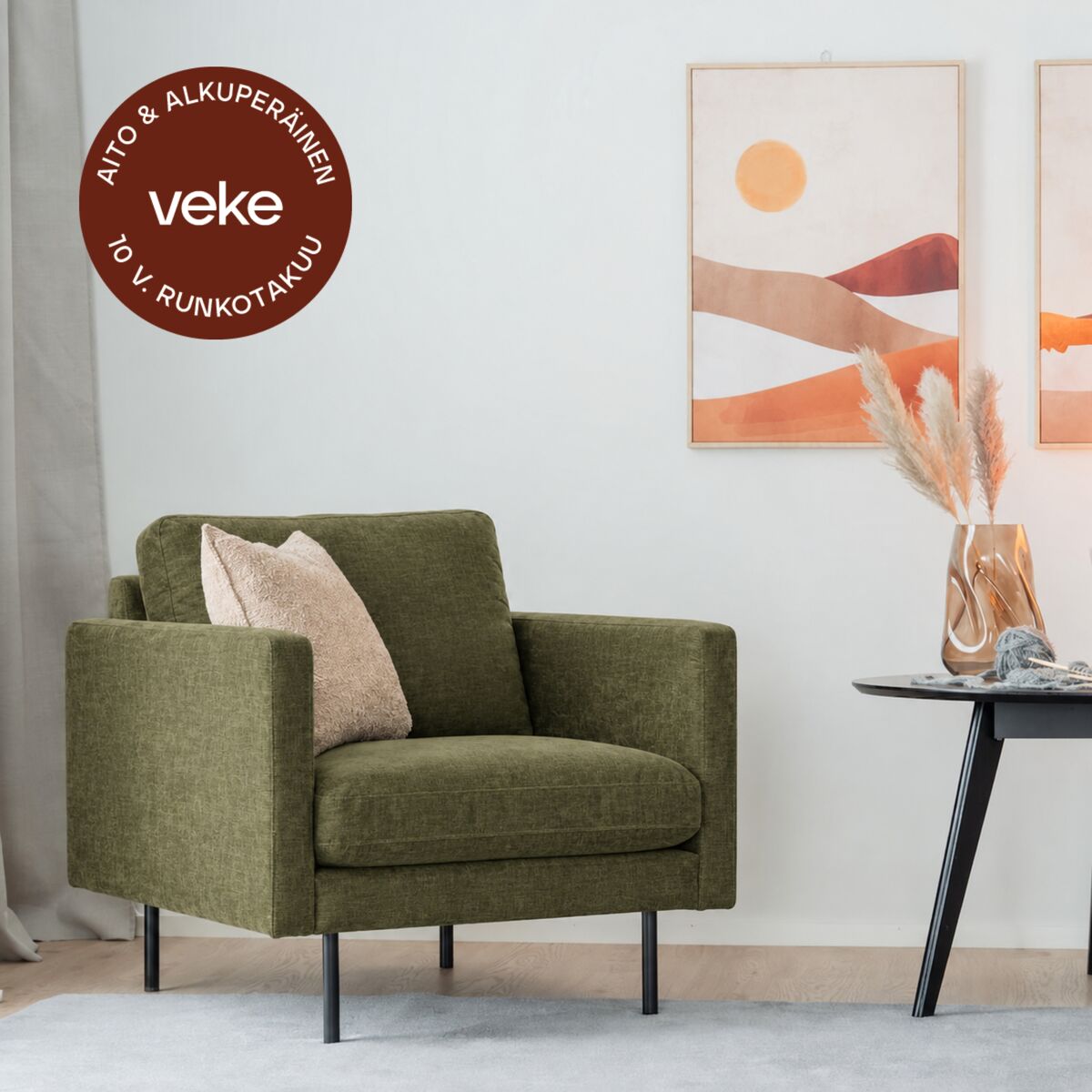 Scandic Copenhagen nojatuoli vihreä Home 14, mustat jalat