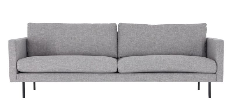 Scandic Copenhagen 3,5-istuttava sohva vaaleanharmaa Verdon 482, mustat jalat