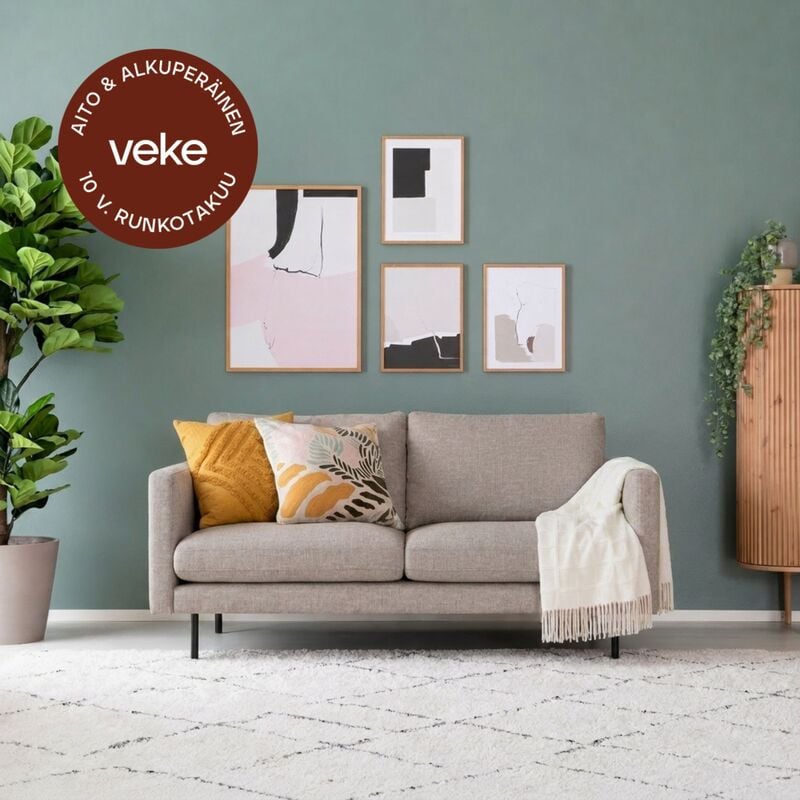 Scandic Copenhagen 2-istuttava sohva beige Verdon 416, mustat jalat
