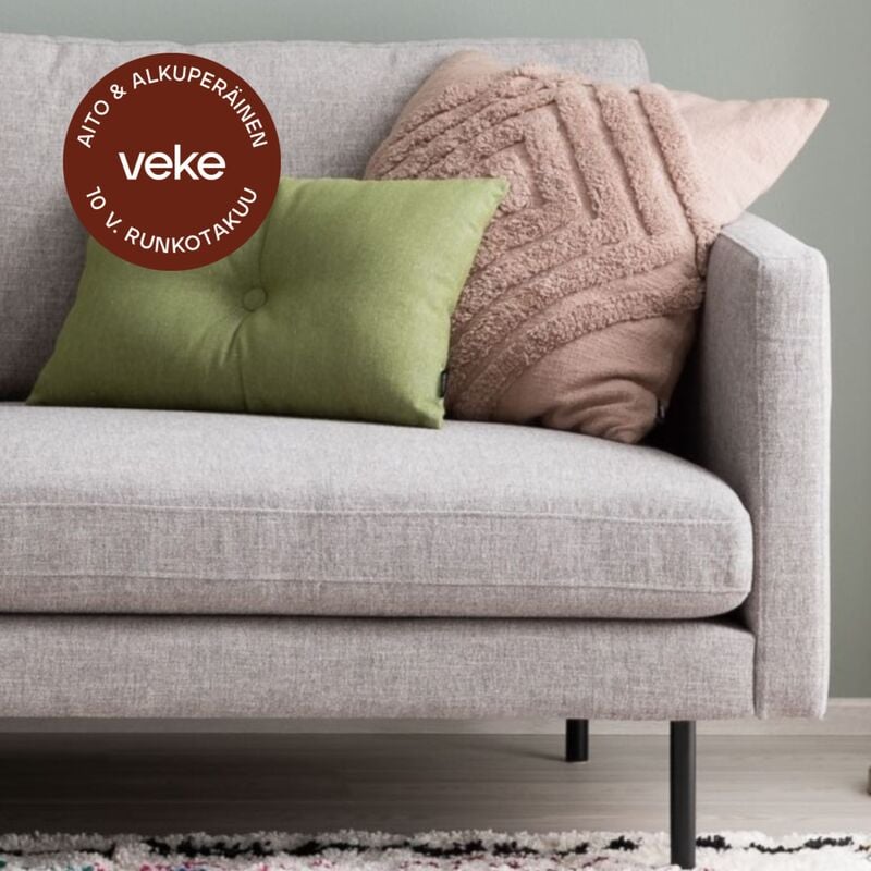 Scandic Copenhagen divaanisohva vasen vaaleanharmaa Verdon 482, mustat jalat