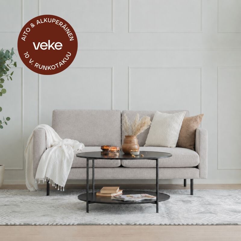 Scandic Copenhagen 2-istuttava sohva hiekka Verdon 281, mustat jalat