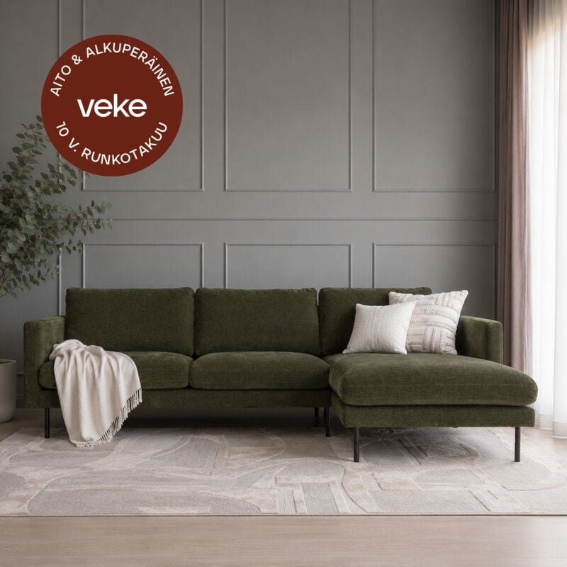 Scandic Copenhagen divaanisohva oikea vihreä Home 14, mustat jalat