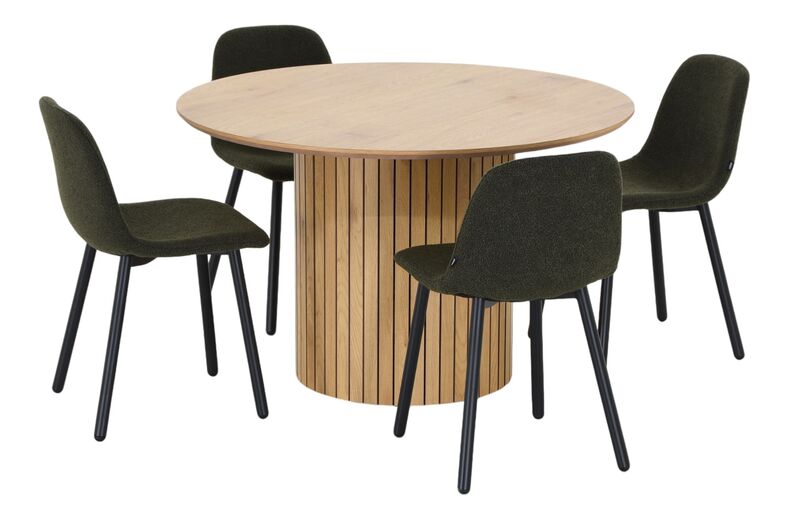 Alessio-Cosy 4-hengen pyöreä ruokailuryhmä tammi/sammal