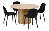 Alessio-Cosy 4-hengen pyöreä ruokailuryhmä tammi/musta sametti
