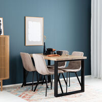 Seela-Kiova 4-hengen ruokailuryhmä antiikkipetsattu/beige sametti