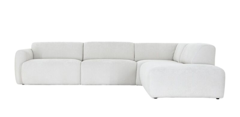 Lumo avokulmasohva oikea Storm 02 valkoinen