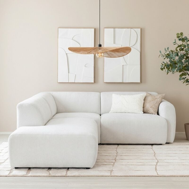 Lumo mini avokulmasohva vasen Storm 02 valkoinen