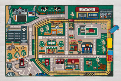 4Living liikennematto 100x150 cm vihreä