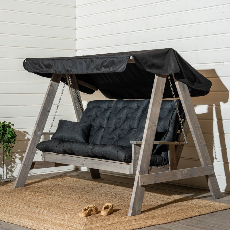 Saaristo pihakeinu Lux pehmusteilla ja katoksella vaaleanharmaa/antrasiitti